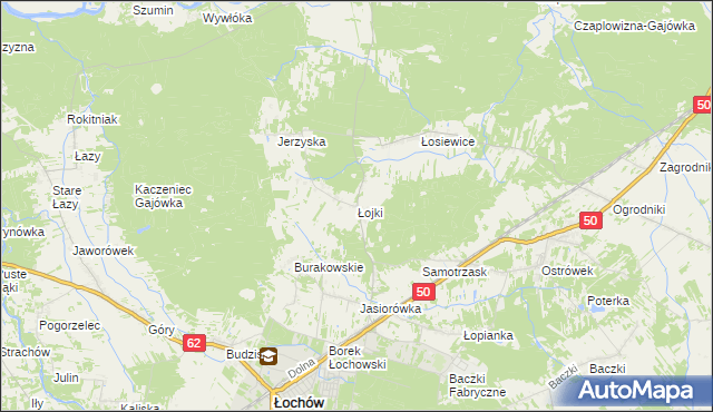 mapa Łojki gmina Łochów, Łojki gmina Łochów na mapie Targeo