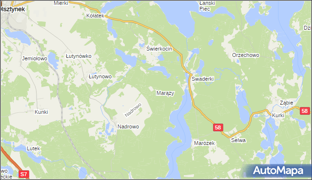 mapa Marązy, Marązy na mapie Targeo