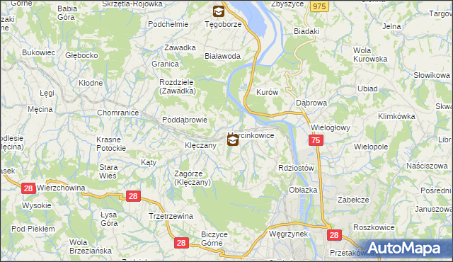 mapa Marcinkowice gmina Chełmiec, Marcinkowice gmina Chełmiec na mapie Targeo