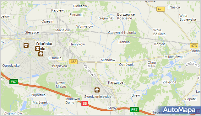 mapa Michałów gmina Zduńska Wola, Michałów gmina Zduńska Wola na mapie Targeo