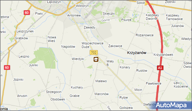 mapa Mieczysławów gmina Krzyżanów, Mieczysławów gmina Krzyżanów na mapie Targeo