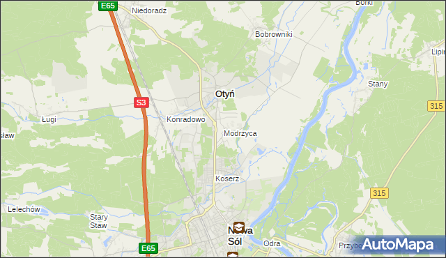 mapa Modrzyca, Modrzyca na mapie Targeo