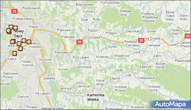 mapa Mystków, Mystków na mapie Targeo