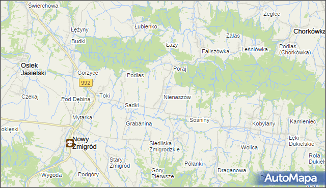 mapa Nienaszów, Nienaszów na mapie Targeo