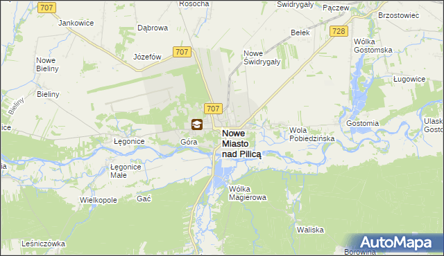 mapa Nowe Miasto nad Pilicą, Nowe Miasto nad Pilicą na mapie Targeo