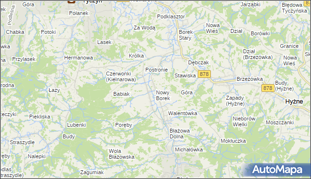 mapa Nowy Borek gmina Błażowa, Nowy Borek gmina Błażowa na mapie Targeo