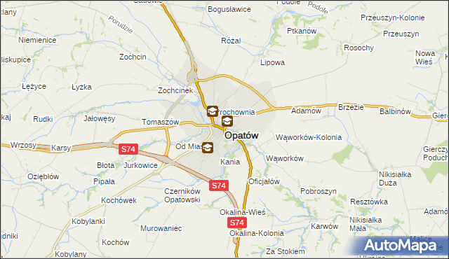 mapa Opatów, Opatów na mapie Targeo