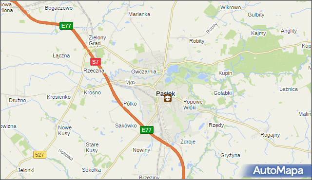 mapa Pasłęk, Pasłęk na mapie Targeo