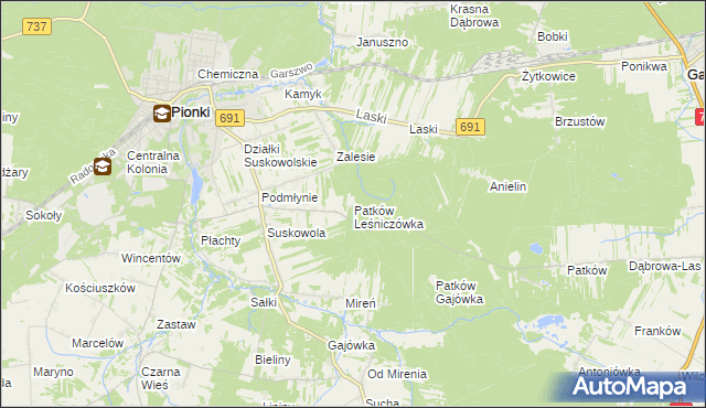 mapa Patków Leśniczówka, Patków Leśniczówka na mapie Targeo