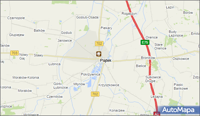 mapa Piątek powiat łęczycki, Piątek powiat łęczycki na mapie Targeo