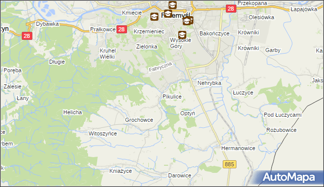 mapa Pikulice, Pikulice na mapie Targeo