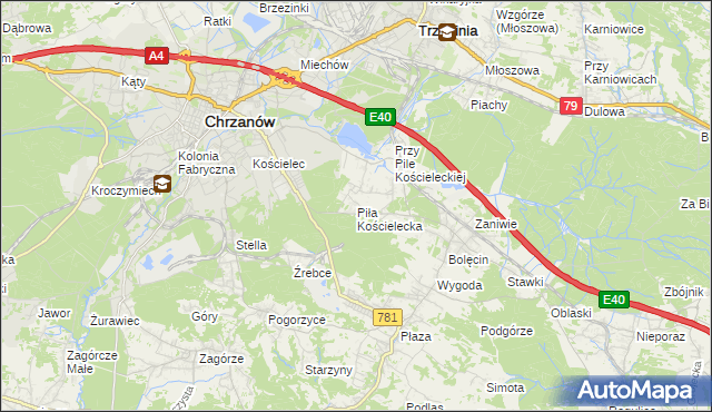 mapa Piła Kościelecka, Piła Kościelecka na mapie Targeo