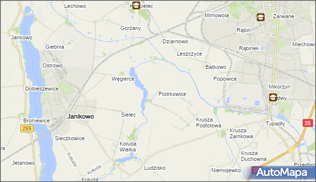 mapa Piotrkowice gmina Inowrocław, Piotrkowice gmina Inowrocław na mapie Targeo