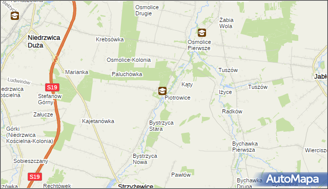 mapa Piotrowice gmina Strzyżewice, Piotrowice gmina Strzyżewice na mapie Targeo