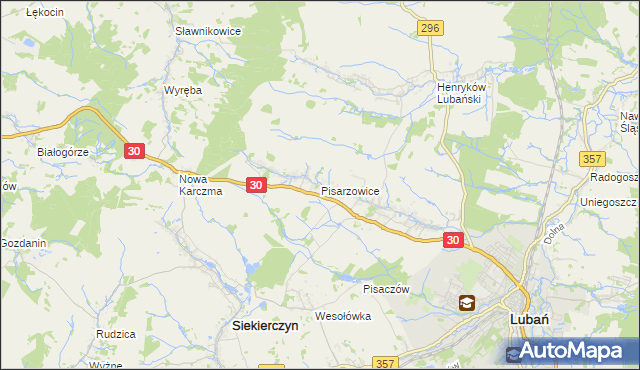 mapa Pisarzowice gmina Lubań, Pisarzowice gmina Lubań na mapie Targeo