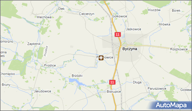 mapa Polanowice gmina Byczyna, Polanowice gmina Byczyna na mapie Targeo