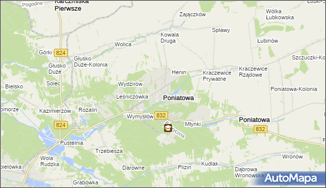 mapa Poniatowa powiat opolski, Poniatowa powiat opolski na mapie Targeo