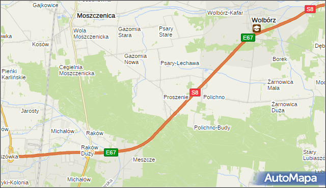 mapa Proszenie, Proszenie na mapie Targeo