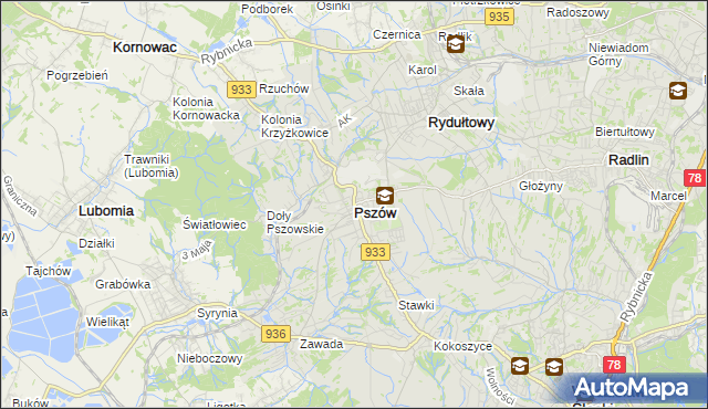 mapa Pszów, Pszów na mapie Targeo