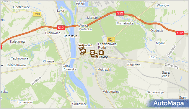 mapa Puław, Puławy na mapie Targeo