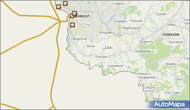 mapa Puńców, Puńców na mapie Targeo