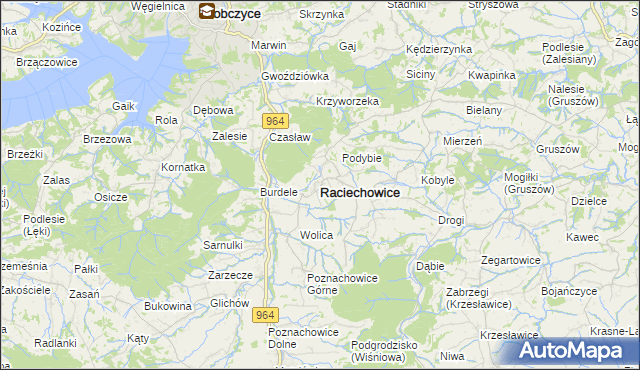 mapa Raciechowice, Raciechowice na mapie Targeo