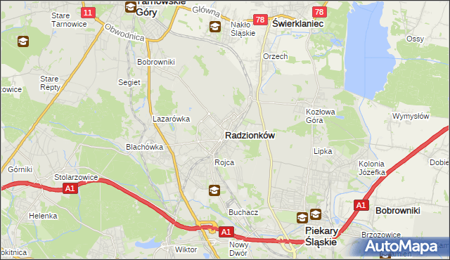 mapa Radzionków, Radzionków na mapie Targeo