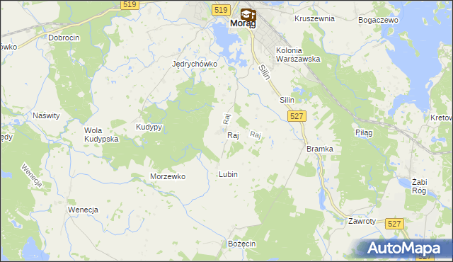mapa Raj gmina Morąg, Raj gmina Morąg na mapie Targeo