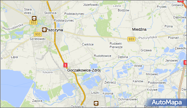 mapa Rudołtowice, Rudołtowice na mapie Targeo