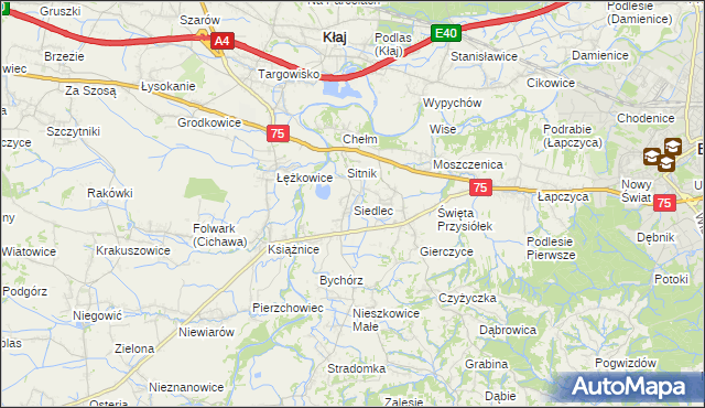 mapa Siedlec gmina Bochnia, Siedlec gmina Bochnia na mapie Targeo