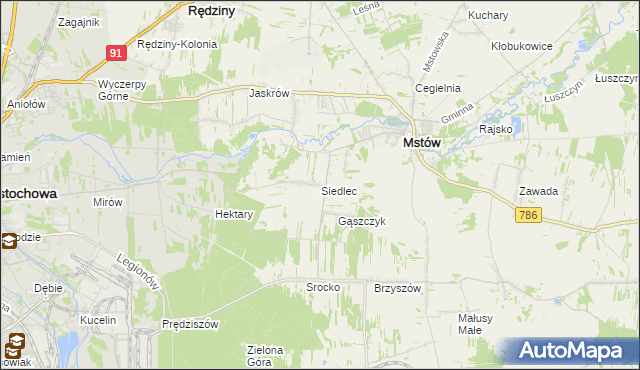 mapa Siedlec gmina Mstów, Siedlec gmina Mstów na mapie Targeo