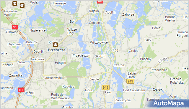 mapa Skidziń, Skidziń na mapie Targeo