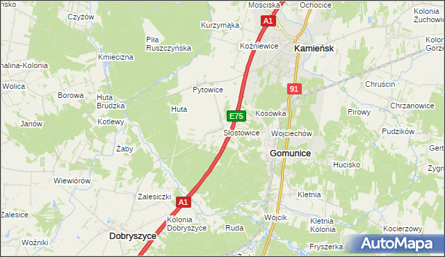 mapa Słostowice, Słostowice na mapie Targeo