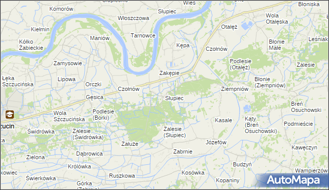 mapa Słupiec gmina Szczucin, Słupiec gmina Szczucin na mapie Targeo