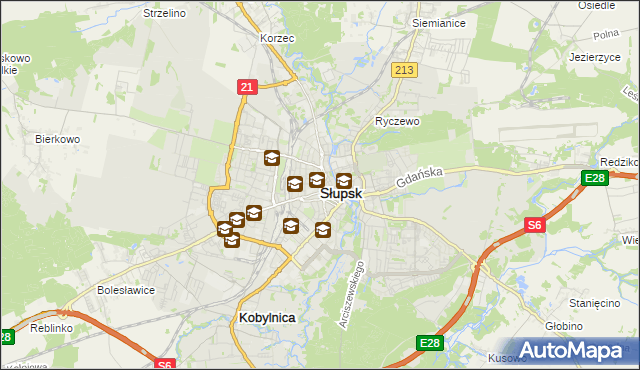 mapa Słupska, Słupsk na mapie Targeo