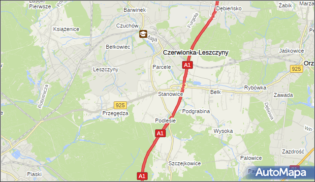 mapa Stanowice gmina Czerwionka-Leszczyny, Stanowice gmina Czerwionka-Leszczyny na mapie Targeo