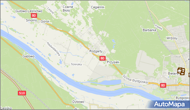 mapa Stary Toruń, Stary Toruń na mapie Targeo