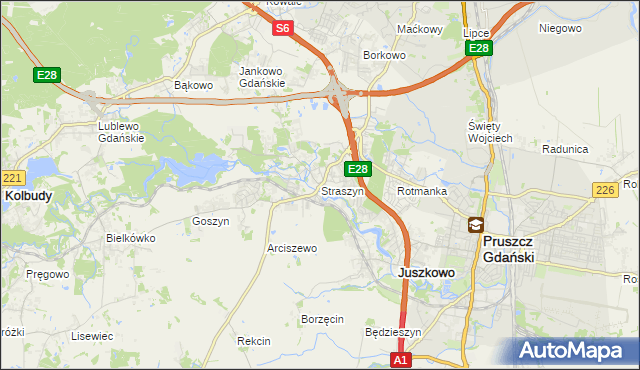 mapa Straszyn, Straszyn na mapie Targeo