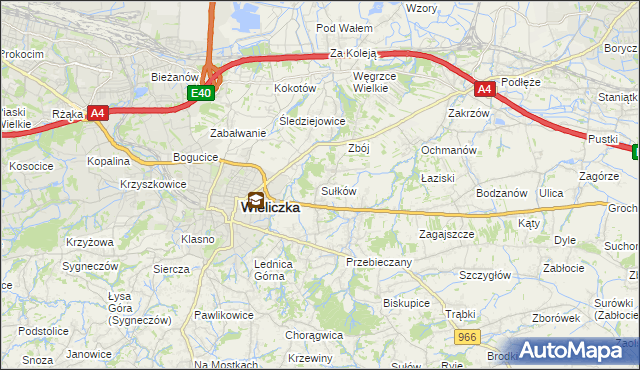 mapa Sułków gmina Wieliczka, Sułków gmina Wieliczka na mapie Targeo