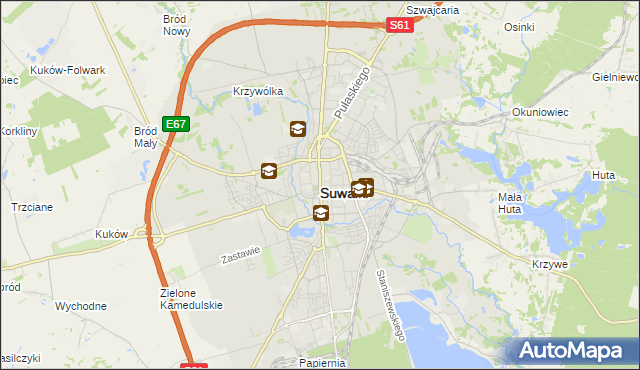 mapa Suwałk, Suwałki na mapie Targeo