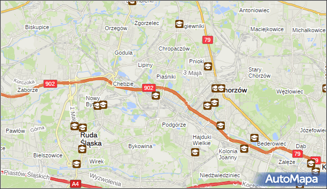 mapa Świętochłowice, Świętochłowice na mapie Targeo