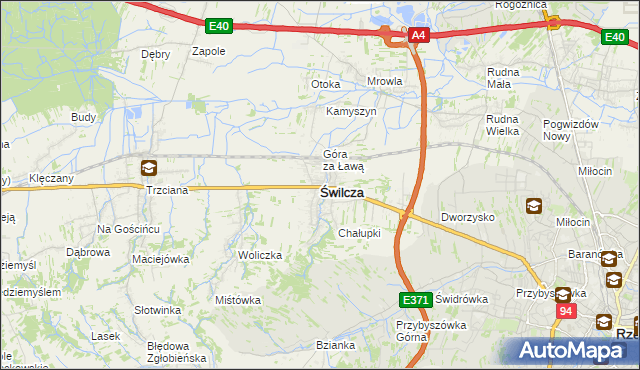 mapa Świlcza, Świlcza na mapie Targeo