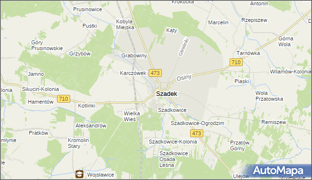 mapa Szadek powiat zduńskowolski, Szadek powiat zduńskowolski na mapie Targeo