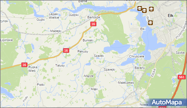 mapa Szarek gmina Ełk, Szarek gmina Ełk na mapie Targeo
