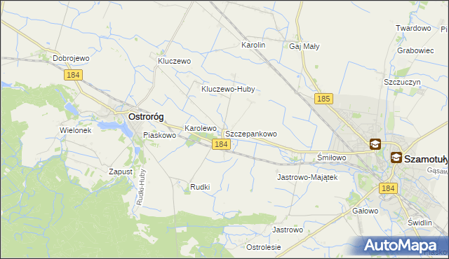 mapa Szczepankowo gmina Ostroróg, Szczepankowo gmina Ostroróg na mapie Targeo