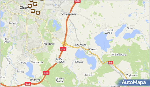 mapa Szczęsne gmina Purda, Szczęsne gmina Purda na mapie Targeo