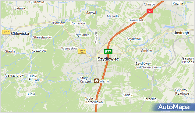 mapa Szydłowiec, Szydłowiec na mapie Targeo