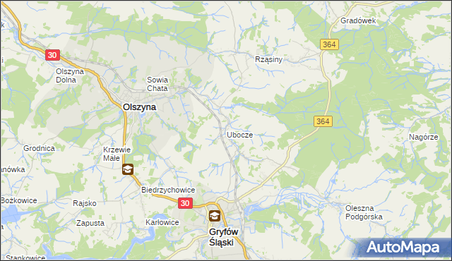 mapa Ubocze gmina Gryfów Śląski, Ubocze gmina Gryfów Śląski na mapie Targeo