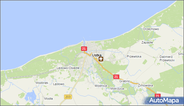 mapa Ustka, Ustka na mapie Targeo