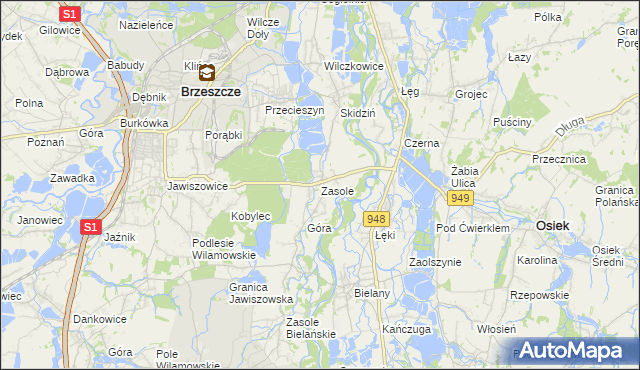 mapa Zasole, Zasole na mapie Targeo